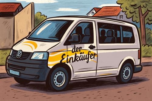Einkäufer-Bus Das Bild zeigt eine Zeichnung des Einkäufer-Busses.