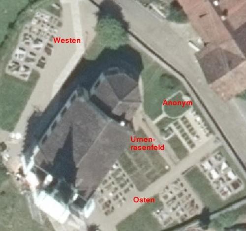 Karte des Friedhofes in Dossenbach