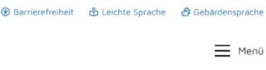 Die Webseite bietet Unterseiten mit Informationen zu Barrierefreiheit, Leichte Sprache und in Gebärdensprache.
