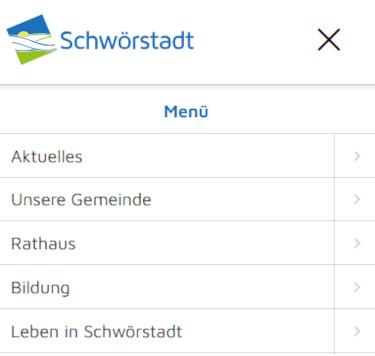 Das Menü ist in fünf nach Infos sortierten Bereichen gegliedert.
